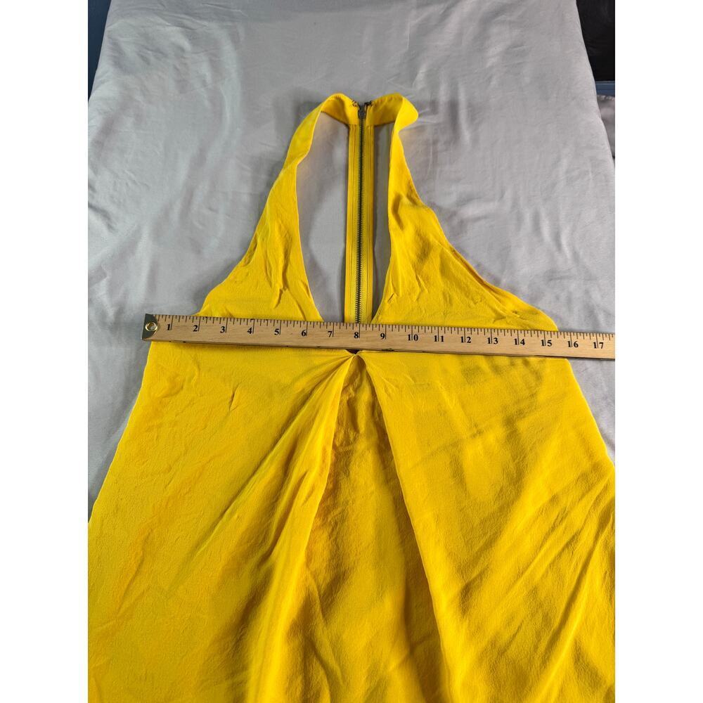Alice + Olivia Dress Womens 4 Yellow Silk Racerback Mini Shift Zip Back Lined - Picture 7 of 8